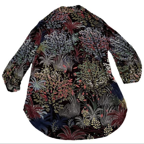 NWT Women's Floral Leaf All Over Print Blouse‎ Top Multicolor Small - Picture 2 of 3